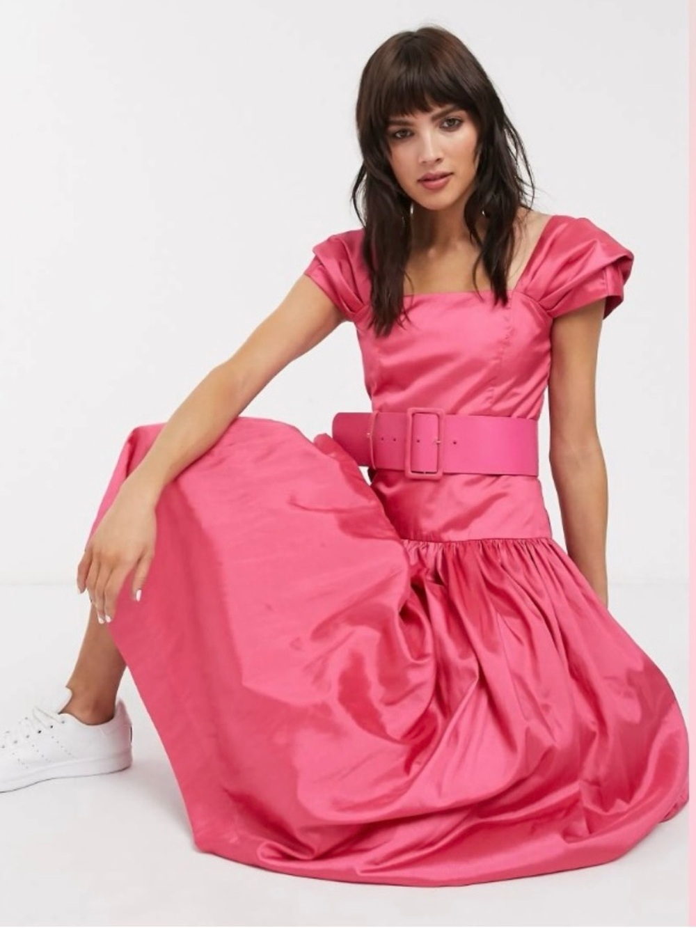 NEW Rachel Antonoff Rosie Drop Waist Bright Pink Party Cocktail Midi Dress 4